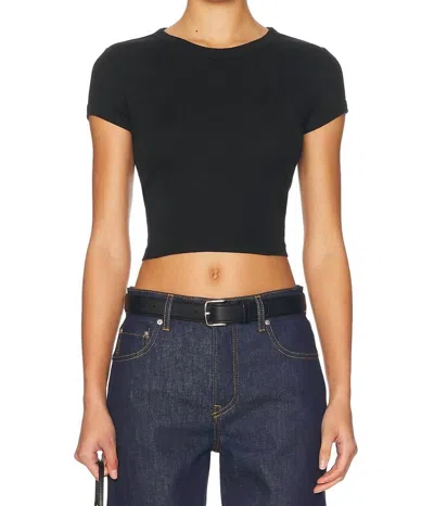 Enza Costa Supima Baby Rib Cropped Tee In Black