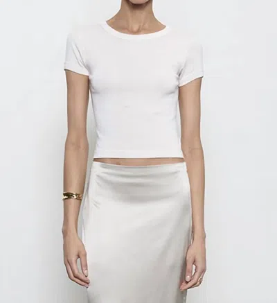 Enza Costa Supima Baby Rib Cropped Tee In Pearl Grey In White