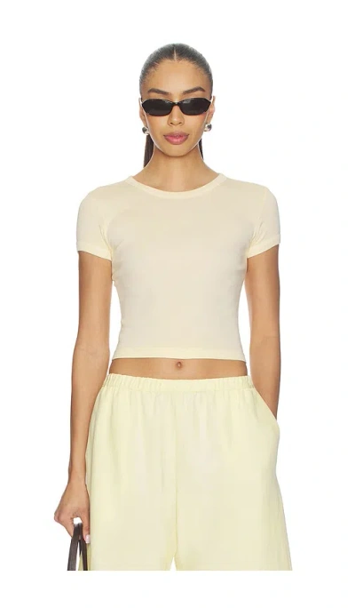 Enza Costa Supima Baby Rib Cropped Tee In Yellow