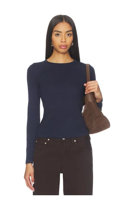 Enza Costa Supima Classic Long Sleeve Tee In Blue