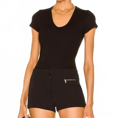Enza Costa Supima Cotton Cap Sleeve U T-shirt In Black