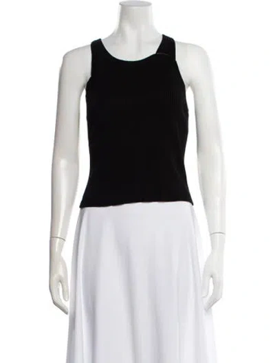 Pre-owned Enza Costa Supima Cotton Crew Neck Top In Black