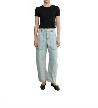 Enza Costa Supima Cotton Cropped Perfect Short Sleeve Tee In Black In Blue