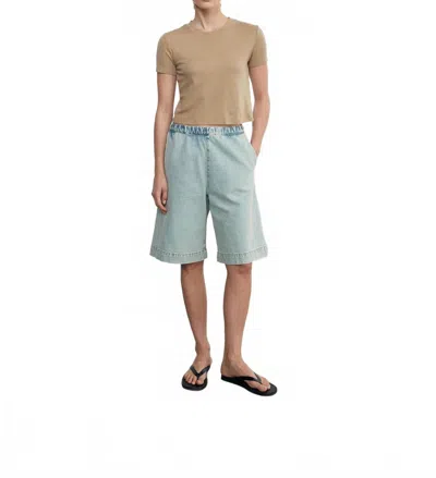 Enza Costa Supima Cotton Cropped Perfect Tee In Fatigue In Gray