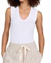 Enza Costa Supima Cotton Essential Sleeveless Tank In White In White