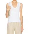 Enza Costa Supima Cotton Essential Sleeveless U-neck Tank Top In White In White