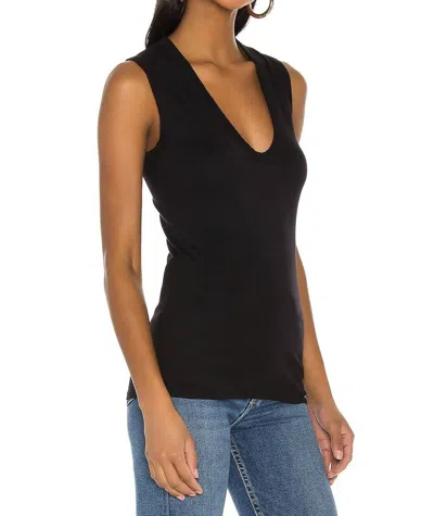 Enza Costa Supima Cotton Essential Sleeveless U Top In Black