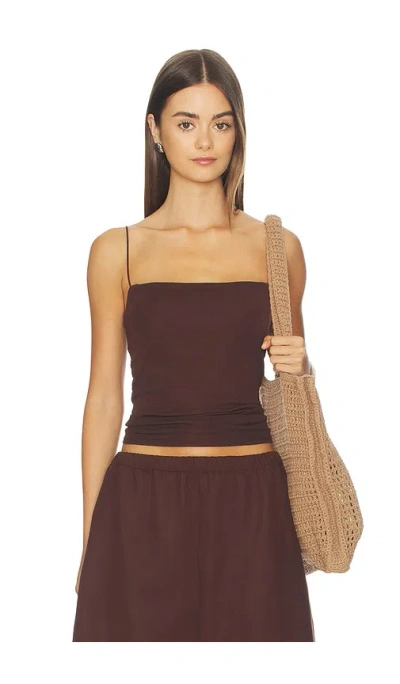Enza Costa Supima Cotton Essential Strappy Tank In Brown