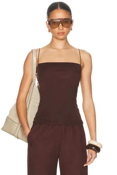 Enza Costa Supima Cotton Essential Strappy Tank Top In Brown