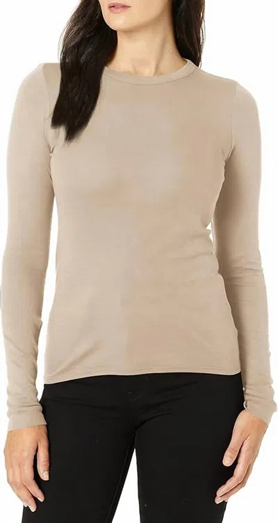 Enza Costa Supima Cotton L/s Crew In Almond Milk In Multi