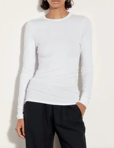 Enza Costa Supima Cotton Long Sleeve Crew Top In White