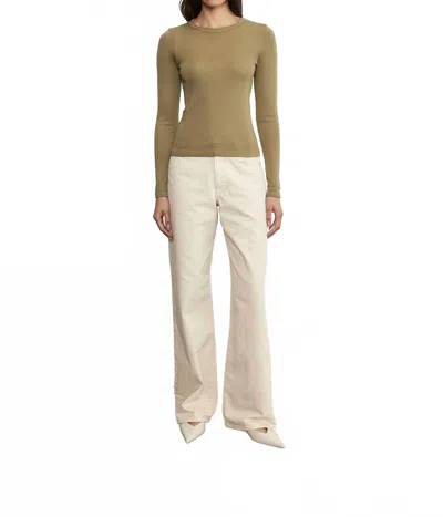 Enza Costa Supima Cotton New Classic L/s Tee In Olive Stone In Multi