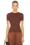 Enza Costa Supima Cotton New Classic Short Sleeve Teein Nutmeg In Brown
