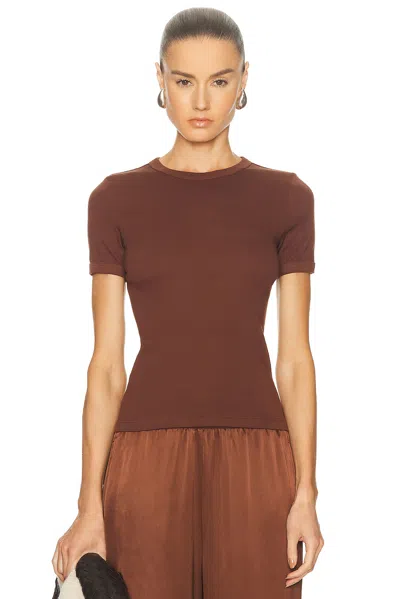Enza Costa Supima Cotton New Classic Short Sleeve Teein Nutmeg In Brown