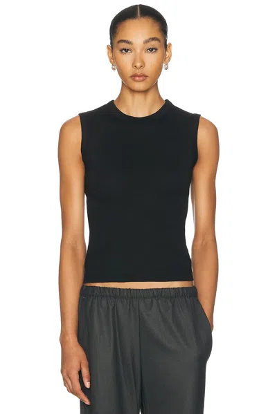 Enza Costa Supima Cotton New Classic Sleeveless Tee In Black
