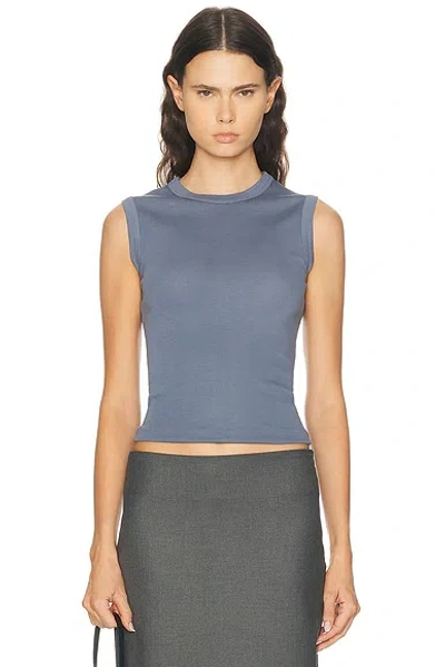 Enza Costa Supima Cotton New Classic Sleeveless Tee In Blue