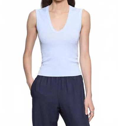 Enza Costa Supima Cotton Sleeveless V-neck Top In Pale Blue