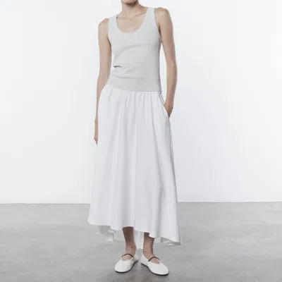 Enza Costa Supima Rib Scoop Tank In Mist In Grey