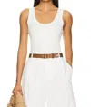 Enza Costa Supima Rib Scoop Tank In Vanilla In White
