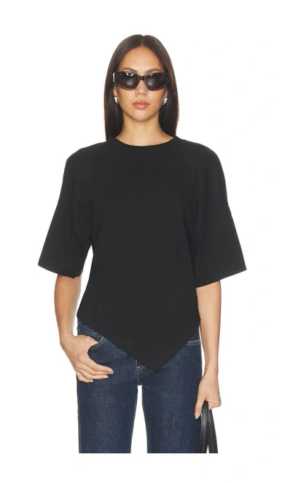 Enza Costa Supima Structured Jersey Assymetrical Tee In Black
