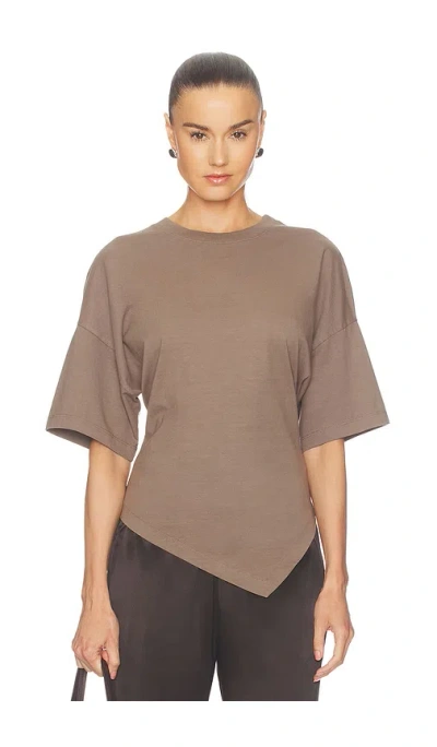 Enza Costa Supima Structured Jersey Assymetrical Tee In Brown