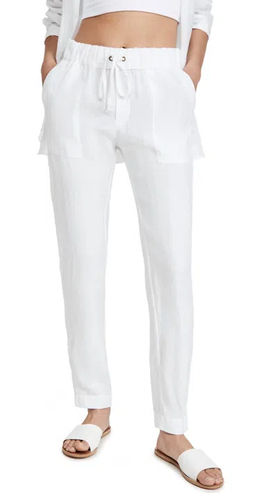 ENZA COSTA SUPPLE CANVAS EASY PANT IN WHITE