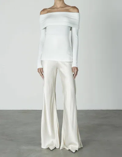 Enza Costa Sweater Knit Off Shoulder Top In Winter White