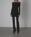 Enza Costa Sweater Knit Off-shoulder Tunic/mini In Black