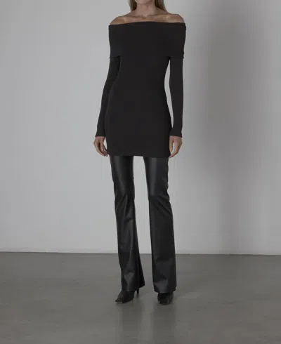 Enza Costa Sweater Knit Off-shoulder Tunic/mini In Black