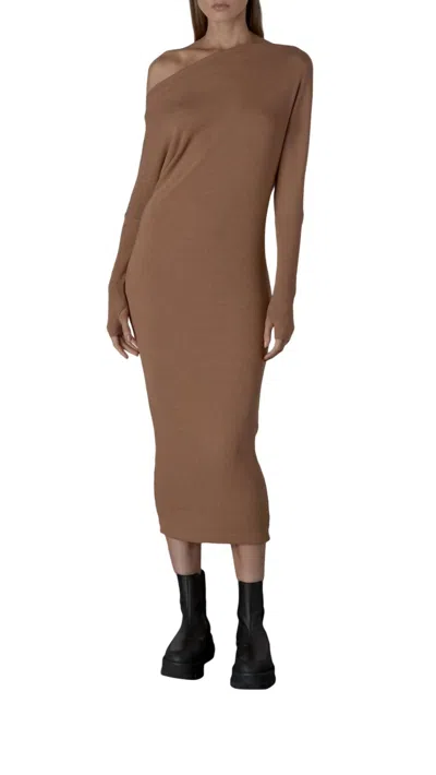 Enza Costa Sweater Knit Slouch Dress In Amber In Brown