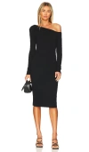 Enza Costa Sweater Knit Slouch Shoulder Dress In Black