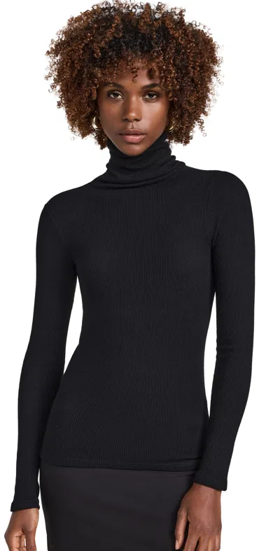 Enza Costa Sweater Knit Turtleneck Black