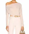 ENZA COSTA SWEATER RIB SLOUCH TOP IN ROSE TAN