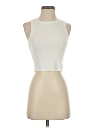 Pre-owned Enza Costa Tank Top Ivory Halter Neckline Tops In White