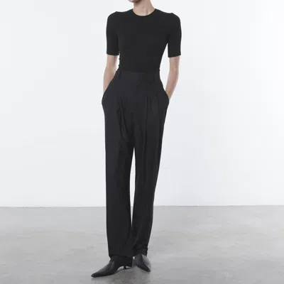 Enza Costa Tapered High-waist Trouser In Black