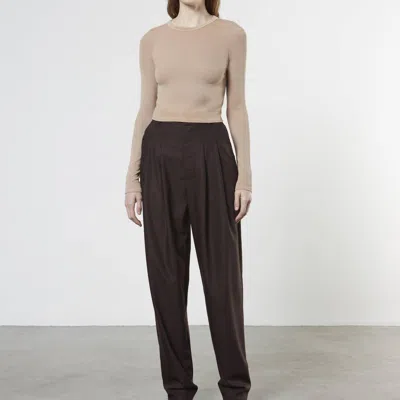 Enza Costa Tapered High-waist Trouser In Dark Brown