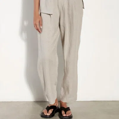 Enza Costa Tapered Pleated Hi-waist Pant In Mist In Gray