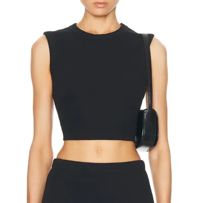 Enza Costa Textured Jacquard Cropped Tank Top In Black