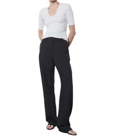 ENZA COSTA TEXTURED KNIT HALF SLEEVE UNECK TEE IN MIST