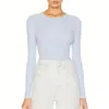 ENZA COSTA TEXTURED KNIT LONG SLEEVE TOP IN LIGHT BLUE