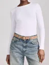 Enza Costa Textured Rib Crew Tee In White In White