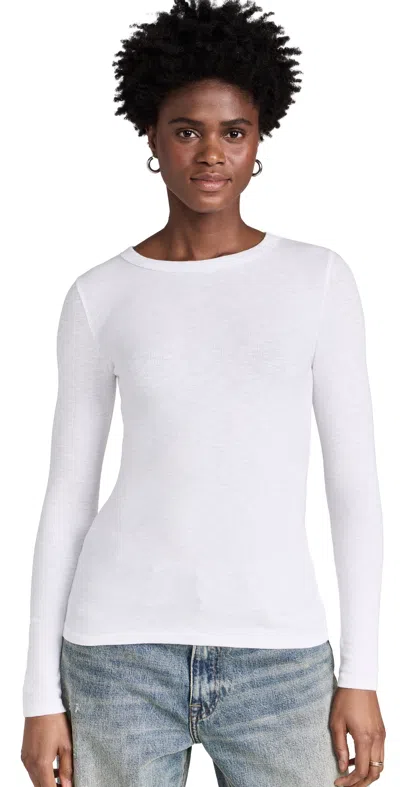 Enza Costa Textured Rib Crew Tee White