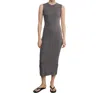 Enza Costa Textured Rib Sleeveless Maxi Dress In Iron In Gray