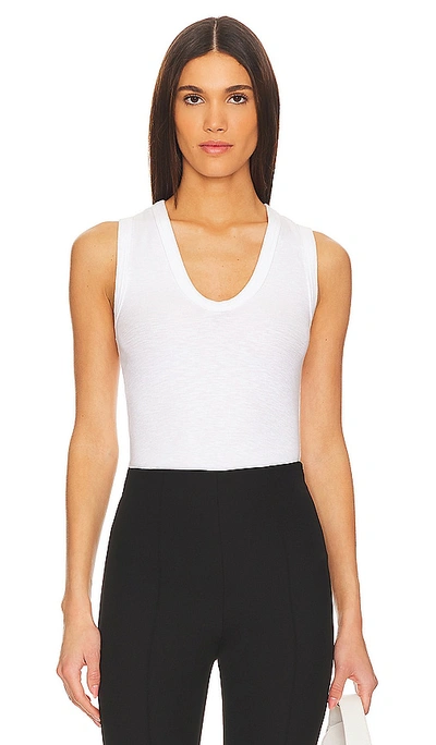 Enza Costa Textured Rib Sleeveless U In White
