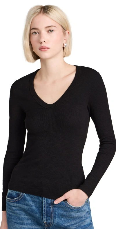 Enza Costa Textured Rib Top Black