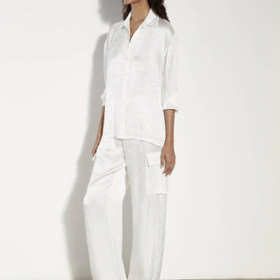 Enza Costa Textured Satin Cargo Pant In White