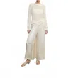 Enza Costa Textured Satin Palazzo Pant In Macadamia In Neutral