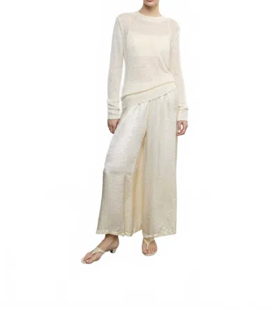 Enza Costa Textured Satin Palazzo Pant In Macadamia In Neutral