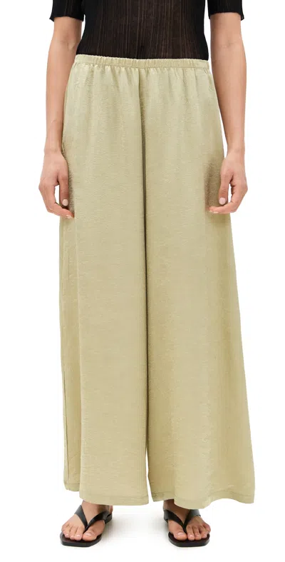 Enza Costa Textured Satin Palazzo Pants Celadon