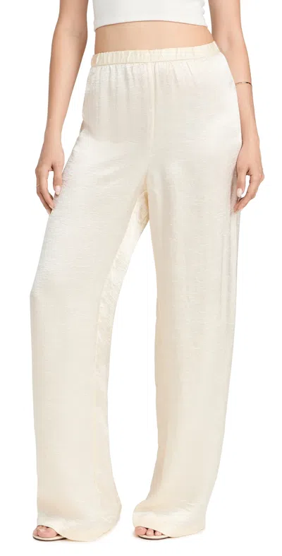 Enza Costa Textured Satin Pants Antique Cream